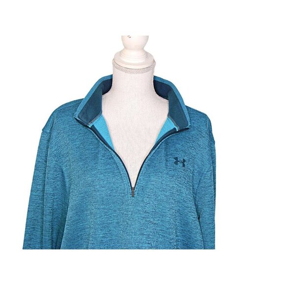 Under Armour Storm 1 Cold Gear Loose Fleece 1/4 Zip Pullover Sweatshirt Teal XL - Picture 2 of 12